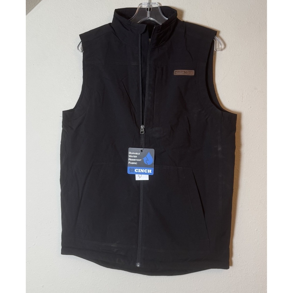 Cinch Black Softshell Western Vest XS Full Zip Water Resistant NWT